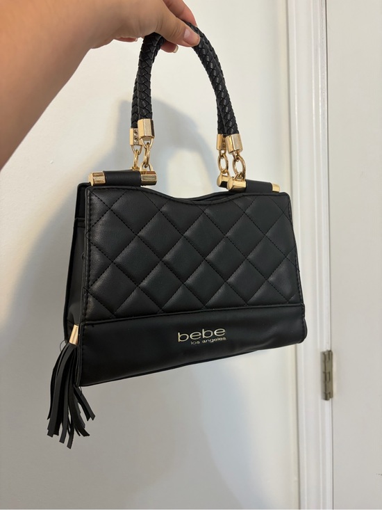 bebe Handbags - bebe Black Quilted Top-Handle Satchel with Tassel